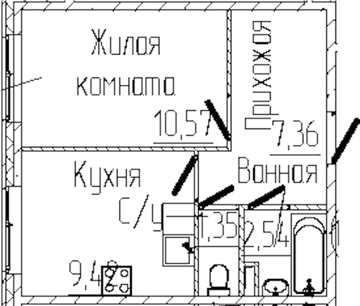 1-комнатная квартира 31.24 м², 1/6 эт., ЖК «SERTOLOVO PARK»